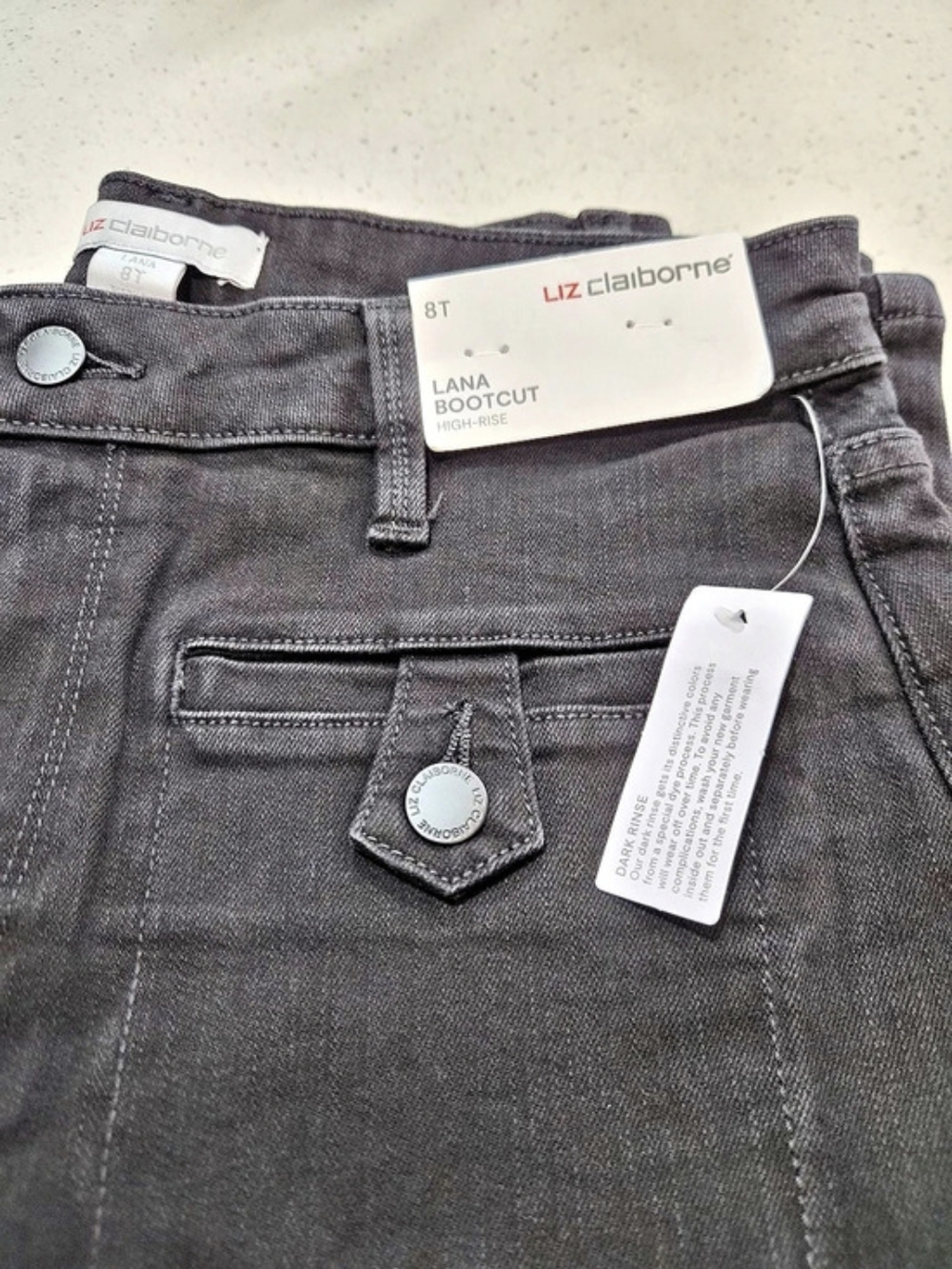 Liz Claiborne Lana Bootcut High-Rise Jeans Black Size 8T